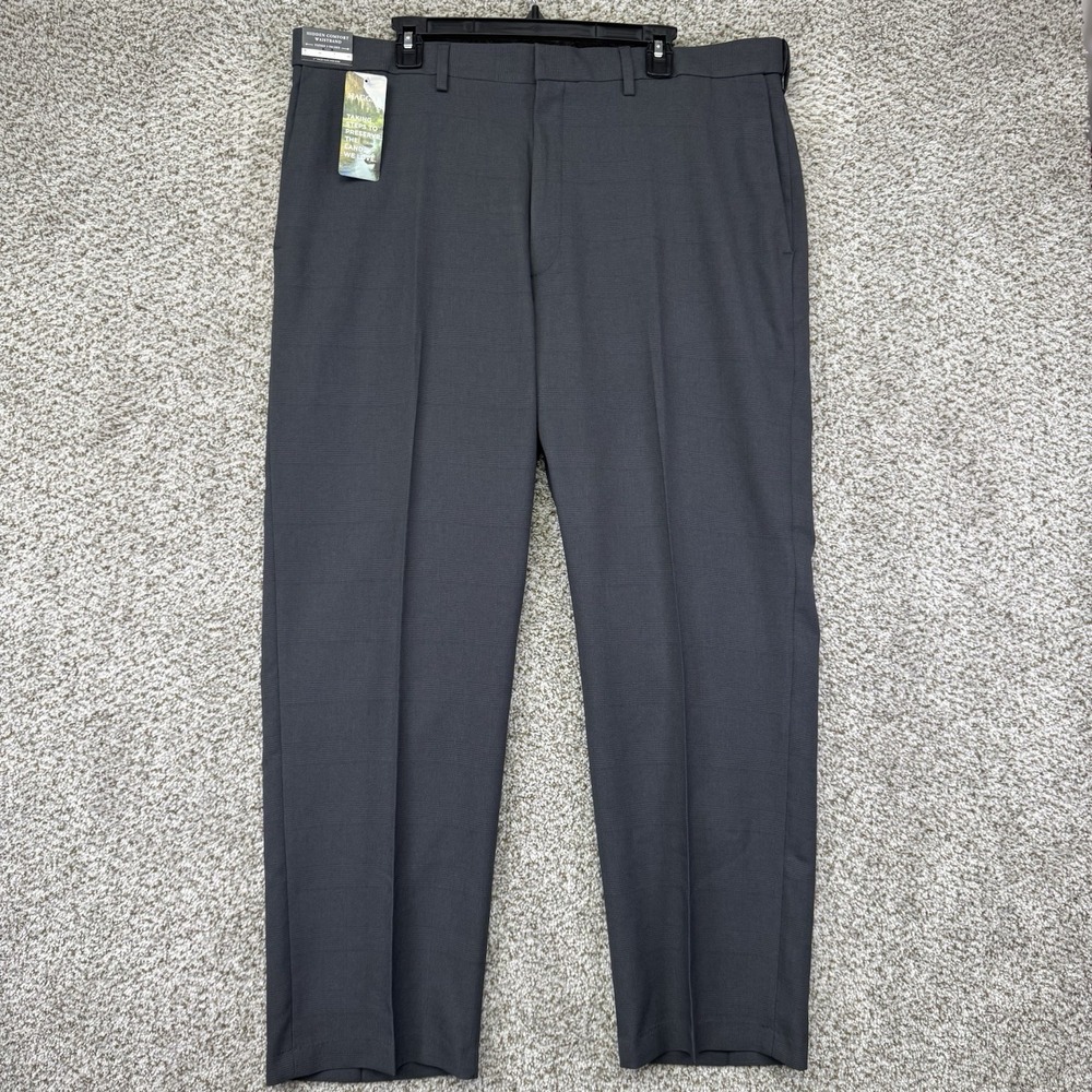 NEW Haggar Men's Classic Fit Premium Comfort Dress Pant Men's 40x29 Gray Plaid